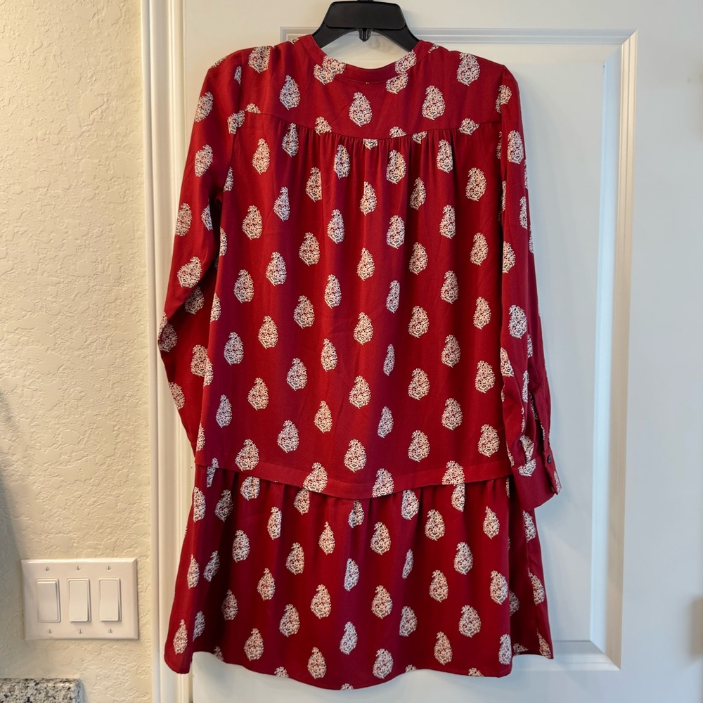 LOFT Women’s Dress in Red with White Patterns